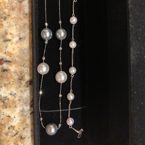 18k/platinum 850 akoya pearl necklace and bracelet set - Picture 1 of 3